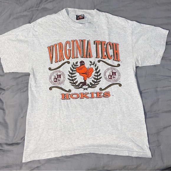 Vintage Virginia Tech Hokies Heather Gray Tee - L - Picture 1 of 3